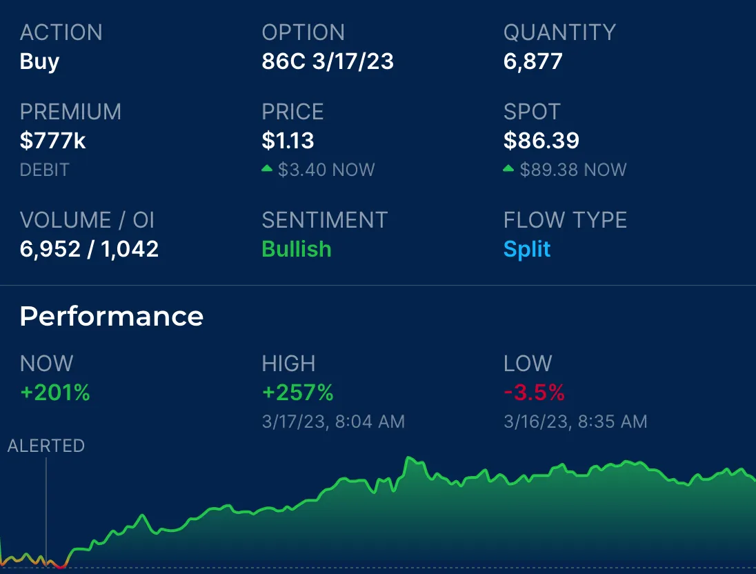 Screenshot of flow performance tracking